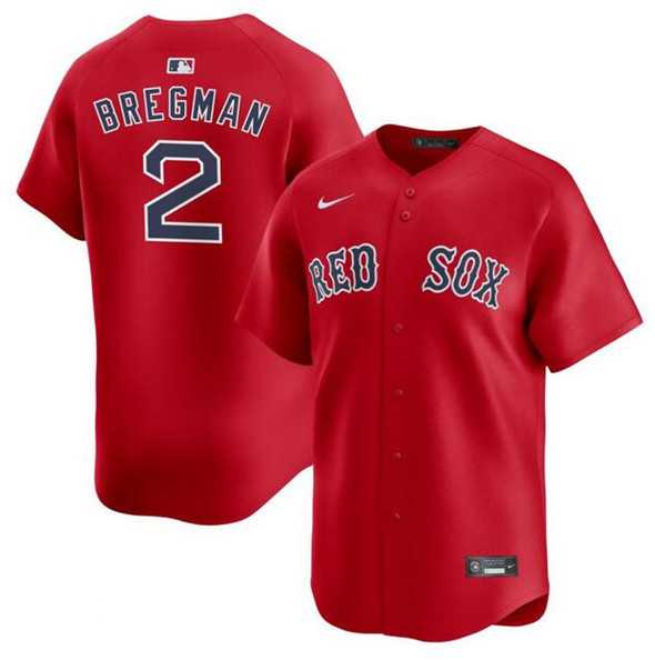 Mens Boston Red Sox #2 Alex Bregman Red 2024 Alternate Limited Stitched Jersey Dzhi